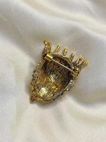 時尚男女通用復古金屬獅子頭胸針，簡約創意動物設計外套徽章配件，復古風格別針禮物 - 金色 - 查看 2