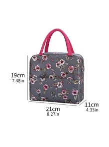 花朵印花便當袋 - 深灰色 - 查看 4