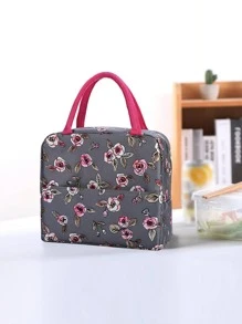 花朵印花便當袋 - 深灰色 - 查看 3