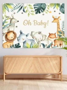 1入組動物圖案背景布 - 彩色 - 查看 2