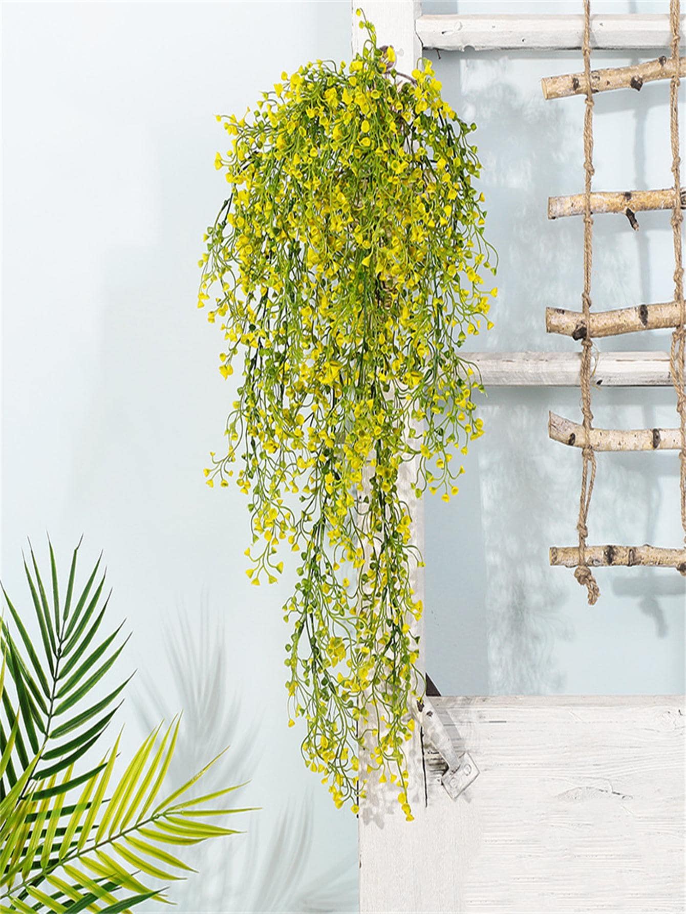 1入組80厘米人造藤蔓用於室內和室外裝飾簡易塑料假掛藤葉 - 黃色 - 查看 1