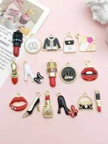 15 件/套时尚锌合金唇形吊坠和 DIY 吊坠适用于 DIY 耳环首饰制作 - 彩色 - 查看 2