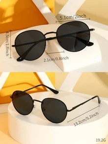 1 副女士纯色圆框时尚户外眼镜 - 黑色 - 查看 4