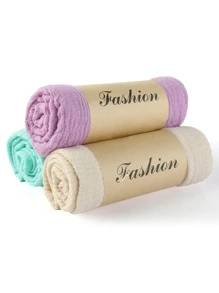 3pcs Solid Fringe Hem Scarf - Multicolor - View 3