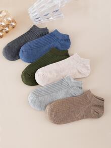 6pairs Men Solid Ankle Socks - Multicolor - View 2