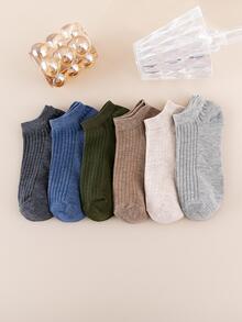 6pairs Men Solid Ankle Socks - Multicolor - View 1