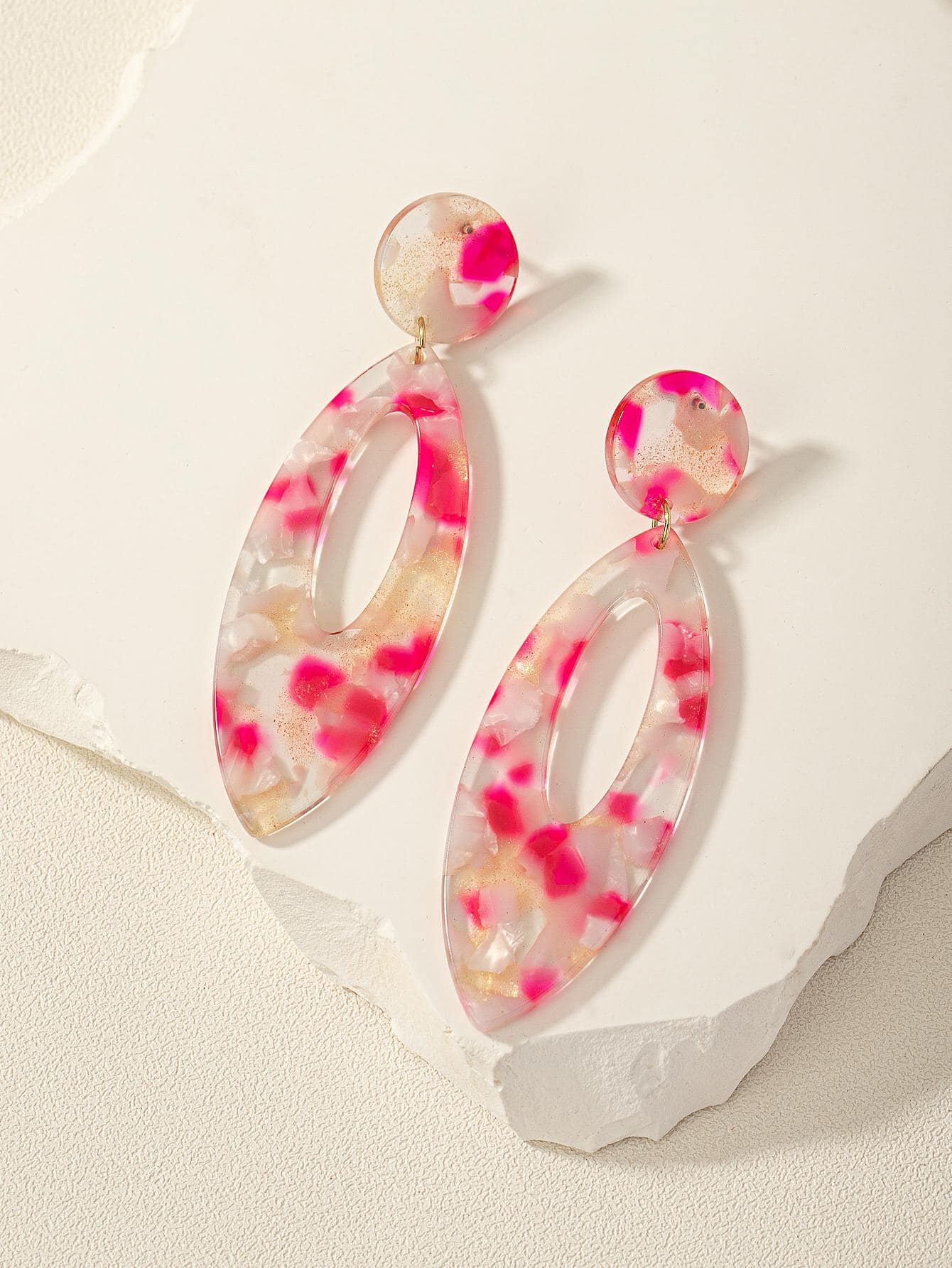 Graphic Oval Drop Earrings - Multicolor - View 1