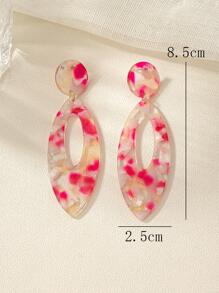 Graphic Oval Drop Earrings - Multicolor - View 2
