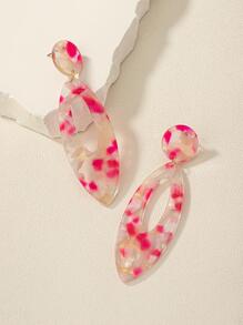 Graphic Oval Drop Earrings - Multicolor - View 3