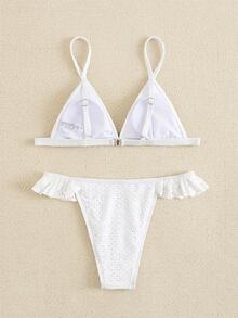 Schiffy 荷叶边三角比基尼 夏季 - 白色 - 查看 5