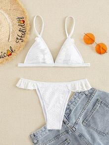 Schiffy 荷叶边三角比基尼 夏季 - 白色 - 查看 2