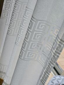 1pc Solid Color Vintage Style Semi-Sheer Voile Curtain