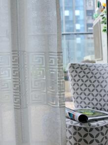 1pc Solid Color Vintage Style Semi-Sheer Voile Curtain