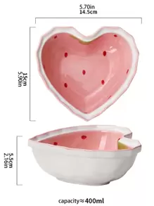 1pc Ceramic Bowl, Strawberry Pattern, Pink, Chinese Style Underglaze Color Fruit Salad Tableware, Birthday Gift (Spoon/Bowl/Plate Color & Pattern Random), (One Size, Pink Bowl And Spoon Set), Kitchen, Christmas Gift - Pink - View 6
