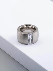 1 Miếng Thời trang Thép không gỉ Đồ trang trí Rhinestone Nhẫn Cho nam giới Đối với Qủa tặng Để Trang Trí Hàng Ngày - Bạc - Xem 2