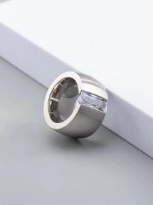 1 Miếng Thời trang Thép không gỉ Đồ trang trí Rhinestone Nhẫn Cho nam giới Đối với Qủa tặng Để Trang Trí Hàng Ngày - Bạc - Xem 1
