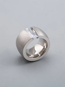 1 Miếng Thời trang Thép không gỉ Đồ trang trí Rhinestone Nhẫn Cho nam giới Đối với Qủa tặng Để Trang Trí Hàng Ngày - Bạc - Xem 3