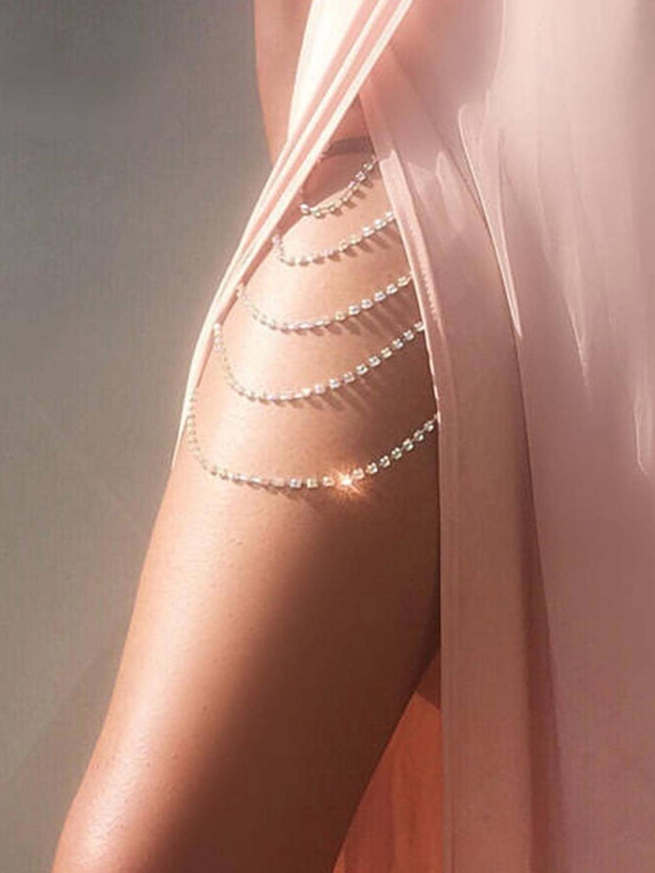 水鑽裝飾大腿鏈 - 銀色 - 查看 1