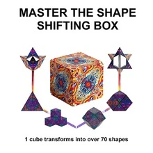 Kids Puzzle Cube, 3D Changeable Magnetic Magic Cube, Magic Cube Set with 36 Rare Earth Magnets, Great Gifts for Sensory Stimulation Puzzle - Beige - View 3