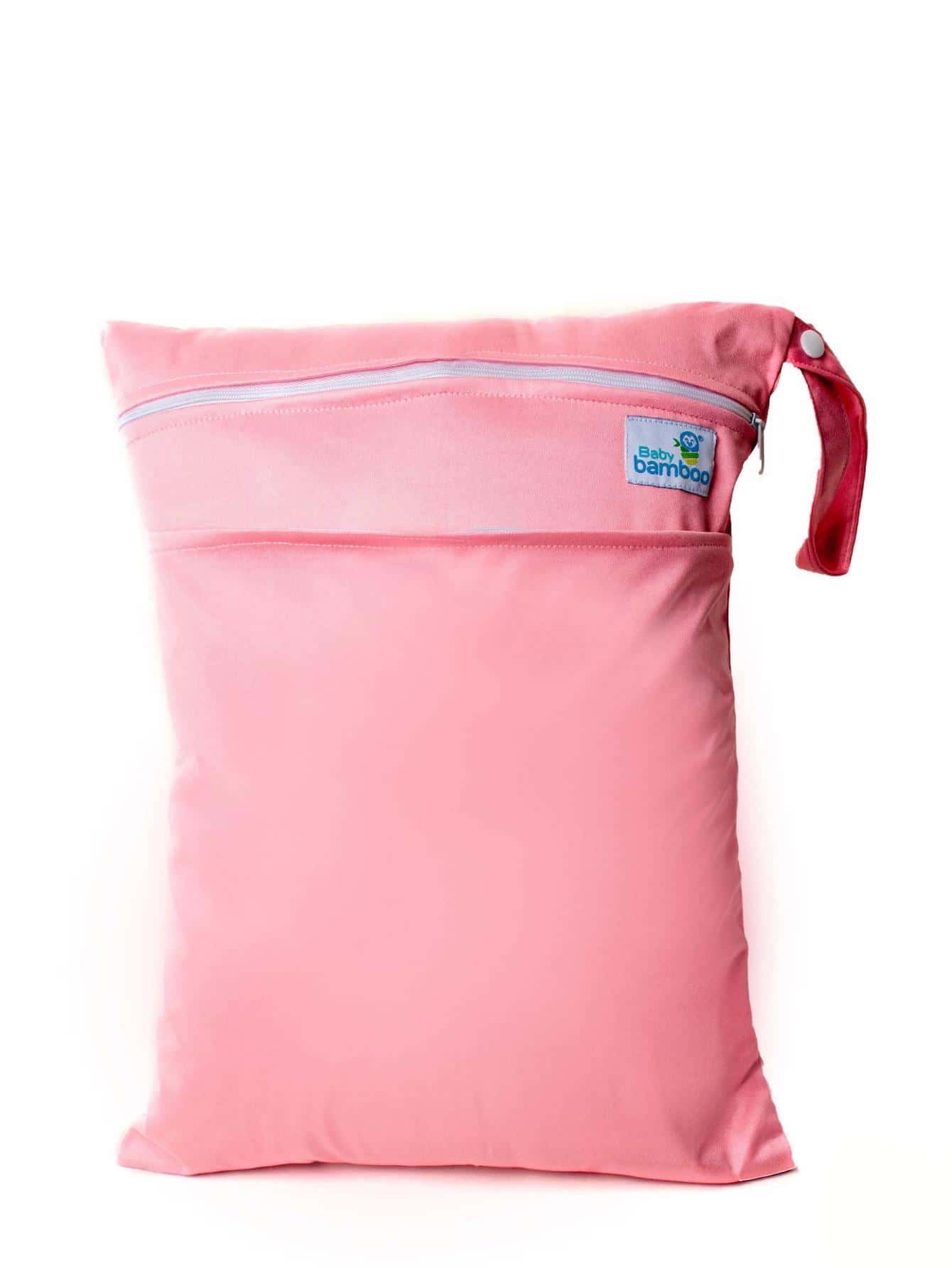 BABYBAMBOO Wetbag Large Waterproof Bag For Reusable Diaper With Double Bag Isolates Odors - 粉色 - 查看 1