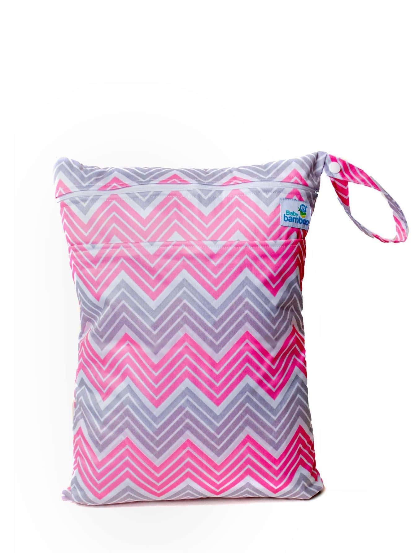 BABYBAMBOO Wetbag Large Waterproof Bag For Reusable Diaper With Double Bag Isolates Odors - 淺粉色 - 查看 1