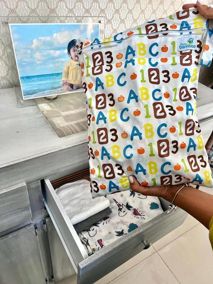 BABYBAMBOO Wetbag Large Waterproof Bag For Reusable Diaper With Double Bag Isolates Odors - 白色 - 查看 1