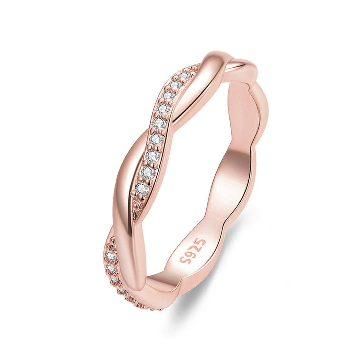WOSTU 1 Bạc Đơn Giản Vòng Xoắn Đính Đá Cubic Zirconia Vĩnh Cửu Ban Nhạc Cho Nữ 3 Màu - Hoa hồng vàng - Xem 1