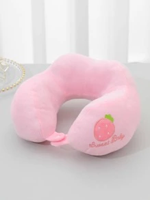 U-Shaped Neck Pillow, Portable Neck Pillow For Students, Adults, Office, Car, Neck Support - Baby Pink - View 2