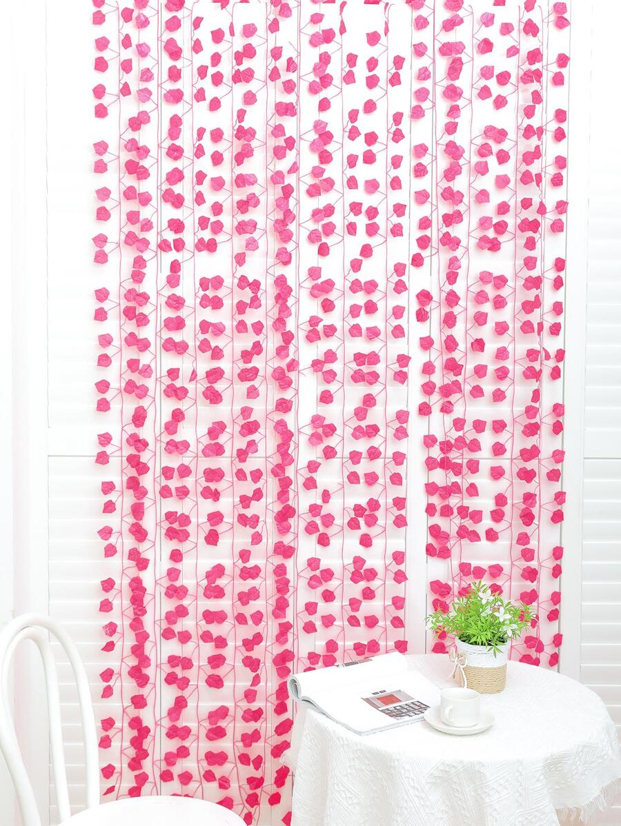 12 件/24 件人造葡萄叶藤蔓 - 春/夏/秋季假叶花绿植适用于室内天花板装饰管道覆盖礼物生日毕业典礼，假植物 - 粉色 - 查看 1