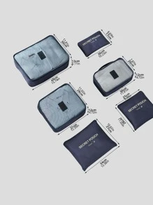 QYeah 6pcs Letter Graphic Travel Storage Bag, Multifunction Laundry Pouch For Travel - Navy Blue - View 7