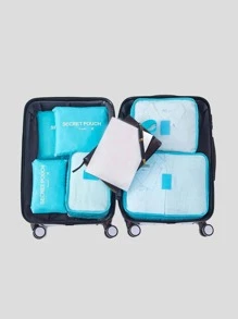 QYeah 6入組字母圖案旅行收納多功能洗衣小袋適用於旅行 - 藍色 - 查看 7