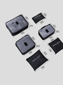 QYeah 6pcs Letter Graphic Travel Storage Bag, Multifunction Laundry Pouch For Travel - Black - View 4