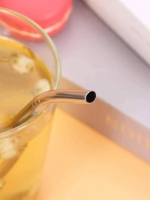 2pcs Stainless Steel Straw & 1pc Cleaning Brush Set - Silver - View 3