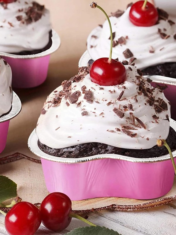 10pcs Heartshaped Cake Pan With Lid For Baking Cake Cup Disposable Mini Aluminum Foil Pan