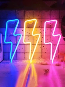 1 pieza Letrero de neón LED de plástico neón creativo rayo diseño para regalo - Azul - Ver 2