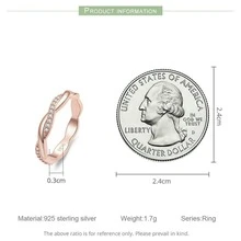WOSTU 1 Bạc Đơn Giản Vòng Xoắn Đính Đá Cubic Zirconia Vĩnh Cửu Ban Nhạc Cho Nữ 3 Màu - Hoa hồng vàng - Xem 6
