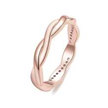WOSTU 1 Bạc Đơn Giản Vòng Xoắn Đính Đá Cubic Zirconia Vĩnh Cửu Ban Nhạc Cho Nữ 3 Màu - Hoa hồng vàng - Xem 2