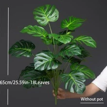 1 chiếc lá nhân tạo không có nồi - Màu xanh lá cây đậm - Xem 3