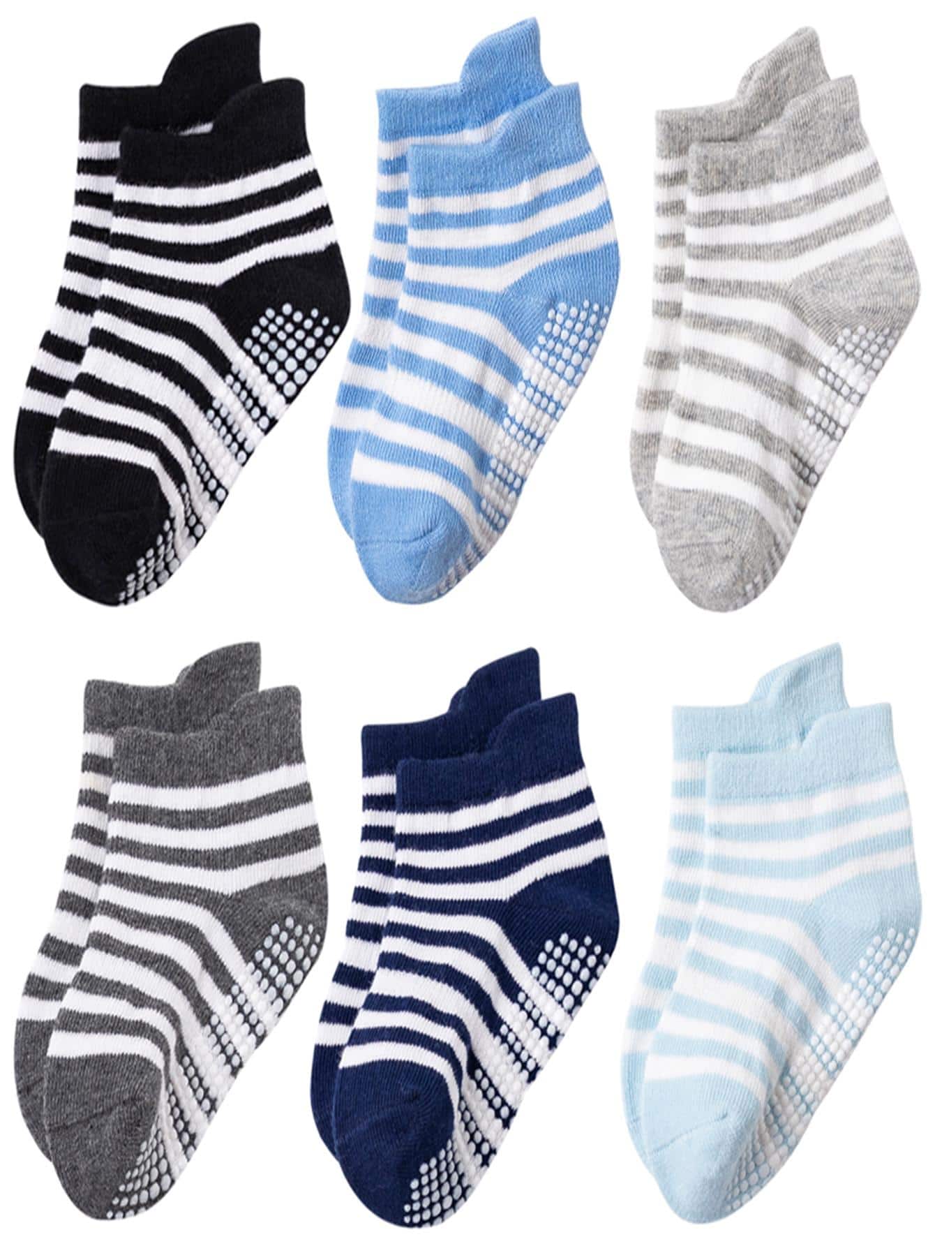 6pairs/Pack Toddler Anti-Slip Socks, Unisex Baby Ankle Socks