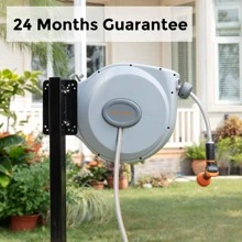 CW20 Retractable Garden Hose Reel 5/8" x 65 ft Heavy Duty Water Hose Reel, Swivel Bracket, Any Length Lock, 65ft, Light Grey - 淺灰色 - 查看 7
