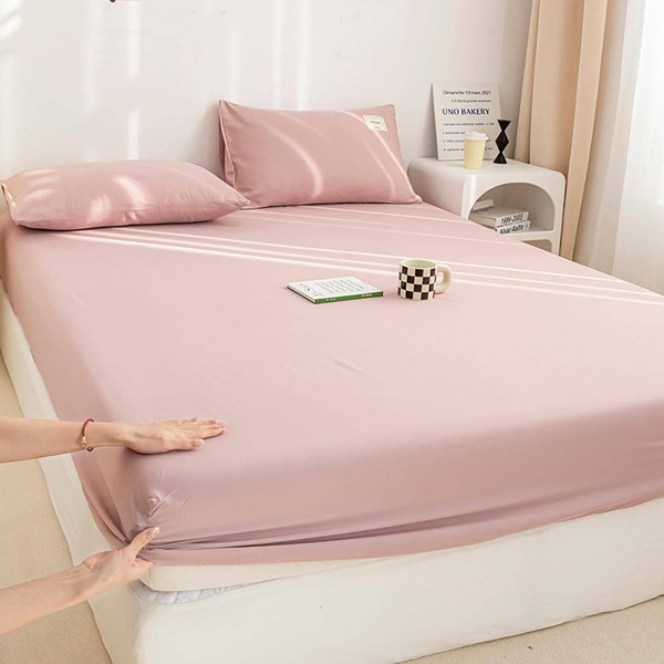 1pc Solid Color Fitted Sheet, Daily Fabric Multi-size Fitted Bottom Sheet For Bed