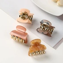 4 件装女士半圆形时尚发夹，用于头发装饰波西米亚风爪夹发夹发夹发夹发夹发夹发夹秋冬发饰，适合女士度假装扮 - 彩色 - 查看 3