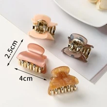 4 件装女士半圆形时尚发夹，用于头发装饰波西米亚风爪夹发夹发夹发夹发夹发夹发夹秋冬发饰，适合女士度假装扮 - 彩色 - 查看 2