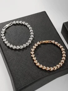 Vòng tay trang trí trái tim bằng đá khối Zirconia - chuỗi vòng đeo tay - Xem 1