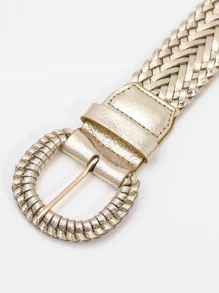 Thắt lưng dệt khóa tròn - Vàng - Xem 4