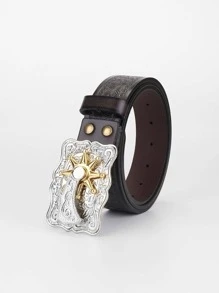 1 Áo khoác nam Mặt trời Trang trí Khóa hình học Thắt lưng thời trang để trang trí hàng ngày - Cà phê nâu - Xem 4