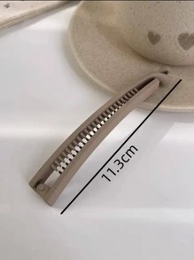 1pc Women Solid Casual Banana Clip For Hair Decoration - Coffee - View 5
