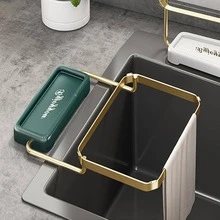 1set Iron Sink Drain Storage Rack, Modern Foldable Telescopic Sink Sponge Holder For Kitchen - Green - View 2