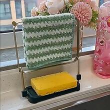 1set Iron Sink Drain Storage Rack, Modern Foldable Telescopic Sink Sponge Holder For Kitchen - Green - View 5