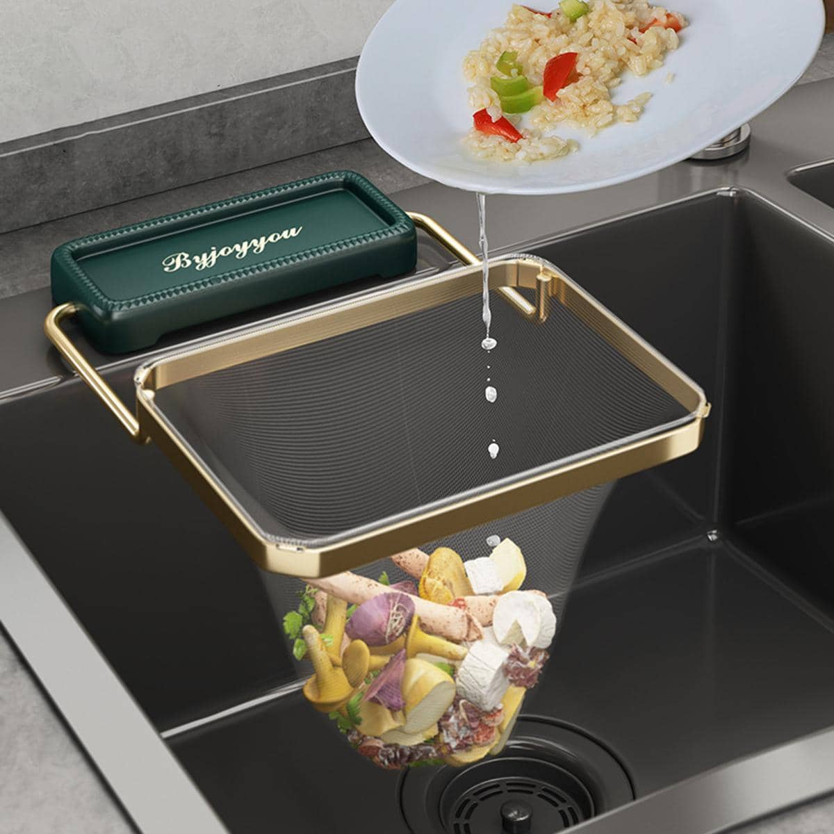 1set Iron Sink Drain Storage Rack, Modern Foldable Telescopic Sink Sponge Holder For Kitchen - Green - View 1